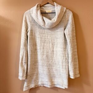 Maeve Anthropologie Risa Hacci Cowl Neck Tunic Sweater White Grey Small